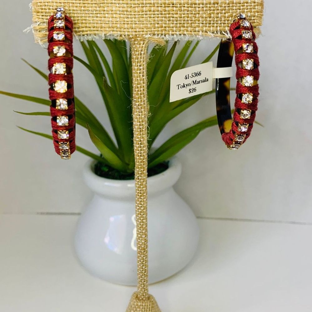 LISA AUGUST Vegan Tortoise Crystal Hoops